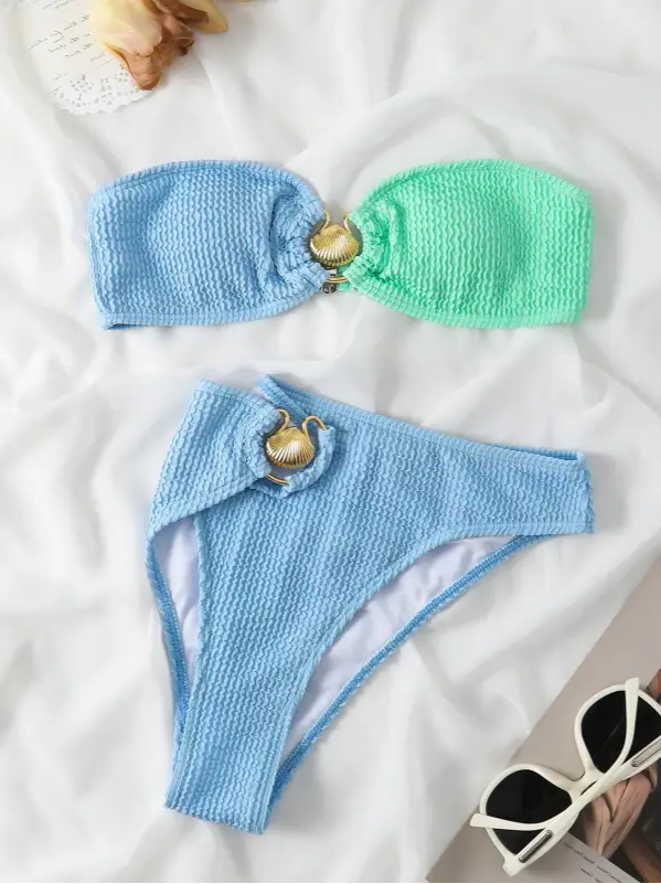 Shell Bikini Bandeau-shell swimwear-shell bikini-shell clothing-beach wear-beach outfit