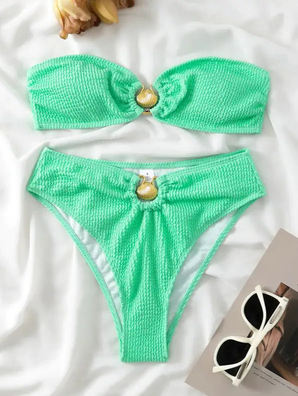 Shell Bikini Bandeau-shell swimwear-shell bikini-shell clothing-beach wear-beach outfit