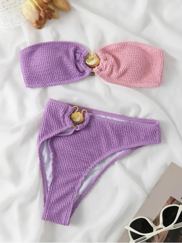 Shell Bikini Bandeau-shell swimwear-shell bikini-shell clothing-beach wear-beach outfit