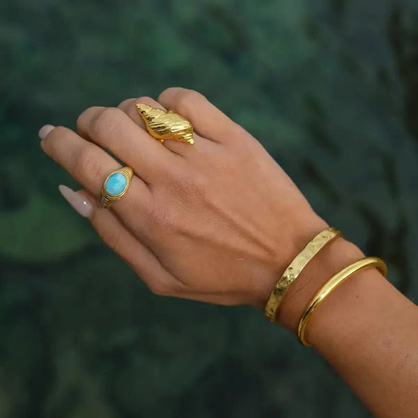 Spiral Conch Shell Ring-boho chic style-shell ring-gold shell ring-bohemian jewelry