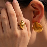 Spiral Conch Shell Ring-boho chic style-shell ring-gold shell ring-bohemian jewelry