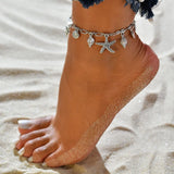 shell anklet-shell jewelry-boho style-beach outfit-Boho Shell & Charm Anklet Set -shell jewelry-boho style-beach outfit-boho chic style-bohemian jewelry-coastal look-beach style