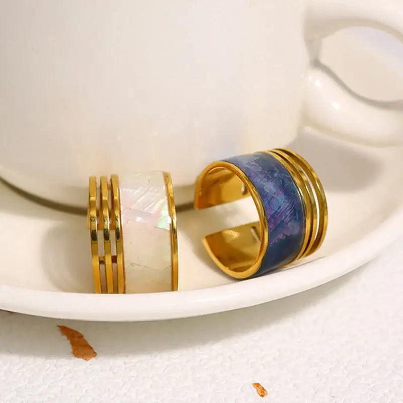 strata-cuff-shell-ring-white_shell ring-golden shell ring-shell ring-shell jewelry-beach outfit ring-beach style-boho style-bohemian jewelry