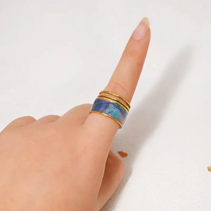 strata-cuff-shell-ring-white_shell ring-golden shell ring-shell ring-shell jewelry-beach outfit ring-beach style-boho style-bohemian jewelry