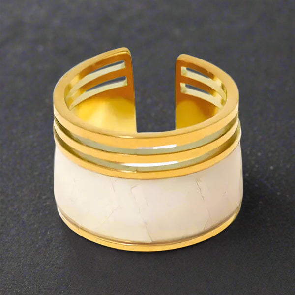 strata-cuff-shell-ring-white_shell ring-golden shell ring-shell ring-shell jewelry-beach outfit ring-beach style-boho style-bohemian jewelry