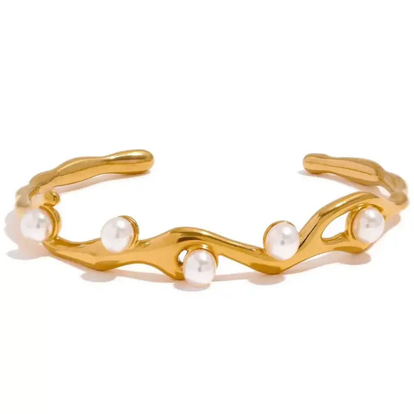 Wave Crest Pearl Bracelet-shell bracelet-shell jewelry-pearl bracelet-seashell bracelet