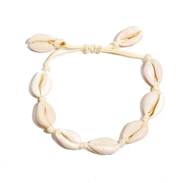 White Cowrie Shell Anklet -shell anklet-shell jewelry-boho style-beach outfit