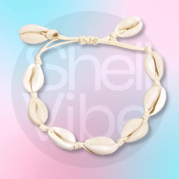 White Cowrie Shell Anklet -shell anklet-shell jewelry-boho style-beach outfit
