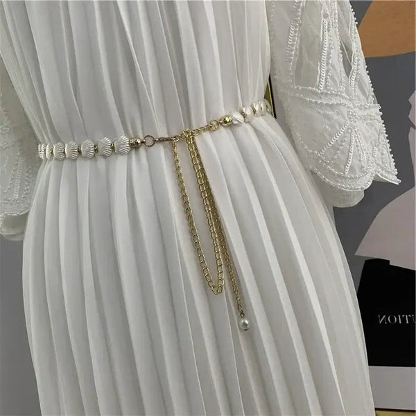 gold conch belt-shell belt-golden belt-golden shell belt-scalop shell bely chain belt