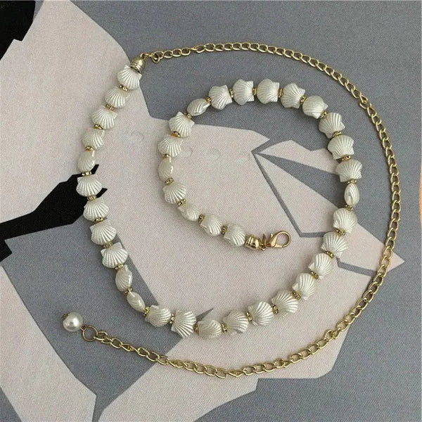gold conch belt-shell belt-golden belt-golden shell belt-scalop shell bely chain belt