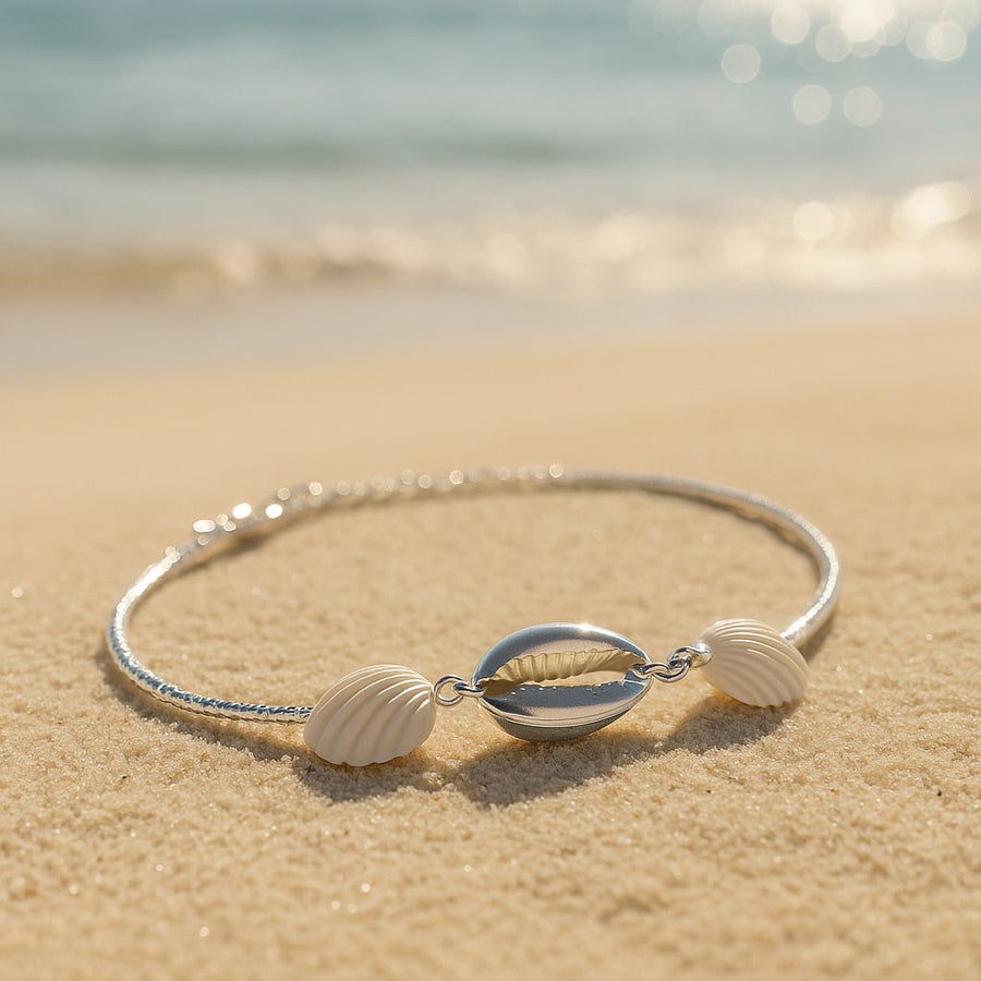 sterling silver bracelet-shell bracelet-shell jewelry-beach outfit-boho chic jewelry
