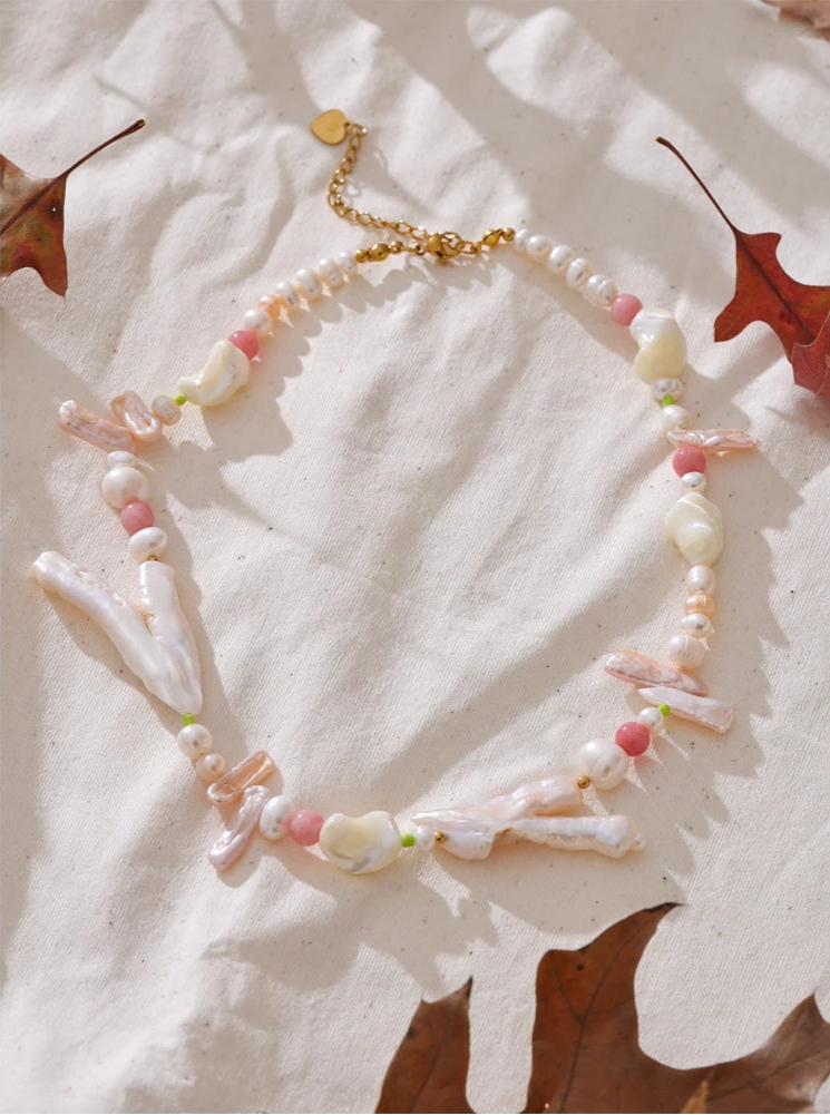 shell necklace-natural stone beaded necklace-gold beaded jewelry-shell jewelry-shell necklace-beaded necklace