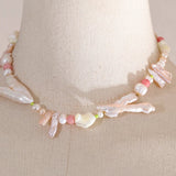 shell necklace-natural stone beaded necklace-gold beaded jewelry-shell jewelry-shell necklace-beaded necklace