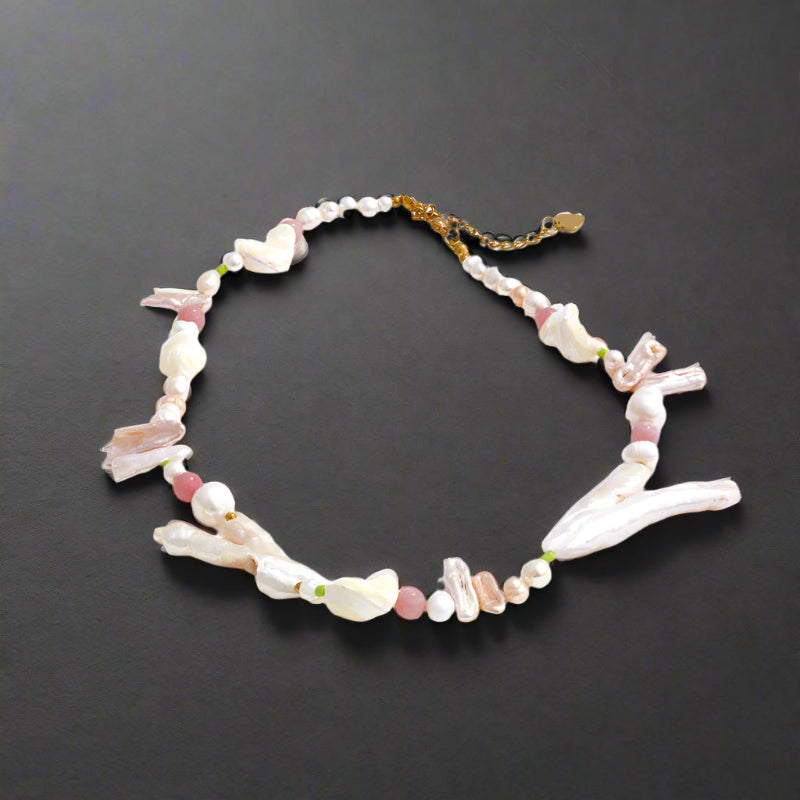 shell necklace-natural stone beaded necklace-gold beaded jewelry-shell jewelry-shell necklace-beaded necklace