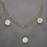 Blossom Gold Daisies Layered Shell Necklace & Anklet-shell ankelt-shell necklace-nacre necklace-nacre anklet-shell jewelry-