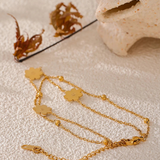 Blossom Gold Daisies Layered Shell Necklace & Anklet-shell ankelt-shell necklace-nacre necklace-nacre anklet-shell jewelry-