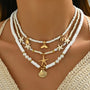 Boho Chic Starfish & Pearl Layered Choker Necklace-shell jewelry-boho style-beach outfit-boho chic style-bohemian jewelry-coastal look-beach style
