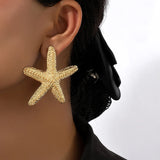 shell earrings-golden starfish earrings-shell jewelry-starfish earrings
