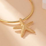 shell necklace-golden choker shell necklace-shell jewelry-starfish choker