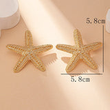 shell earrings-golden starfish earrings-shell jewelry-starfish earrings