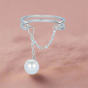 silver ring-sterling silver ring-silver pearl ring- pearl ring