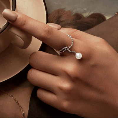 Celestial Pearl Drop Ring