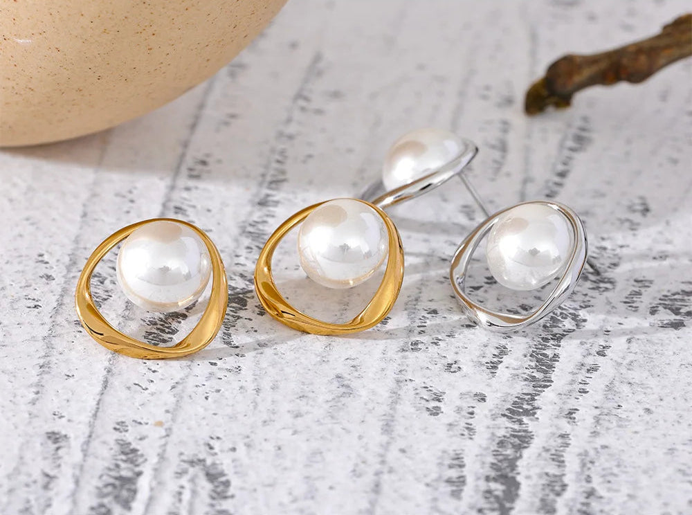 pearl earrings- gold pearl earrings-silver pearl earrings-shell jewelry