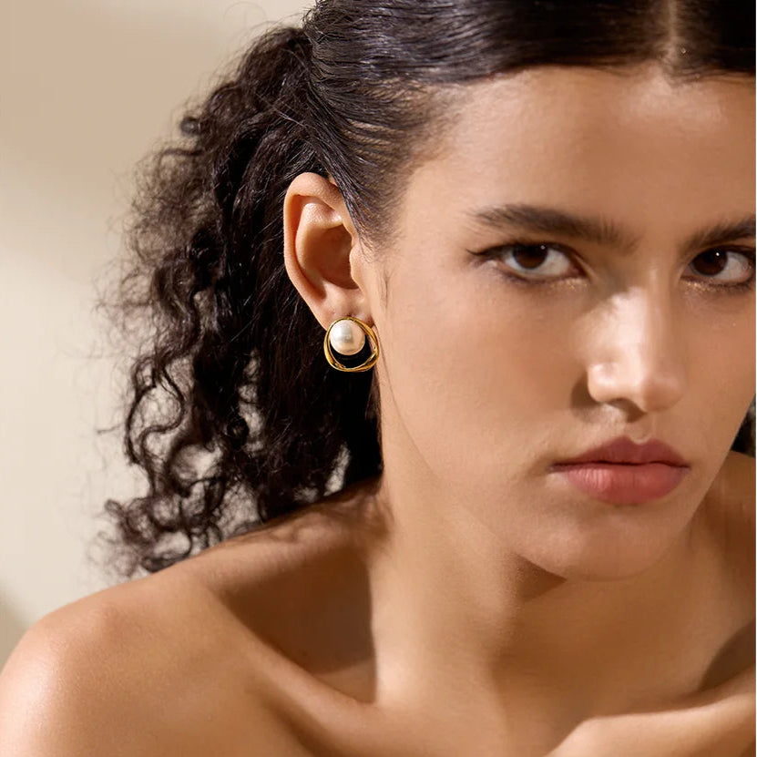 pearl earrings- gold pearl earrings-silver pearl earrings-shell jewelry