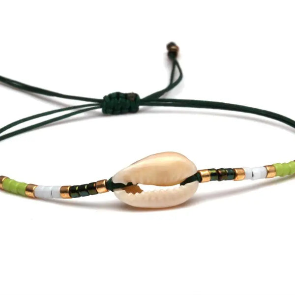 Drift & Glow Cowrie Bracelet for Boho Beach Souls_shell bracelet- 
coastal look-beach style-shell jewerly-
-seashell jewelry-coastal jewelry-beach outfit-bohostyle-bohemian outfit