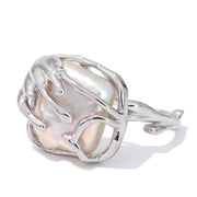 Entwined Pearl Ring- silver pearl ring- 