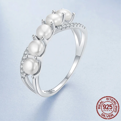SIlver pearl ring-shell ring-silver ring pearl ring-shell jewelry