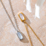 GeoLustre Shell Pendant Necklace-shell necklace-shell jewelry- mother of pearl shell necklace- nacre pendant