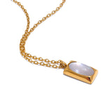 GeoLustre Shell Pendant Necklace-shell necklace-shell jewelry- mother of pearl shell necklace- nacre pendant