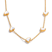 Gold-Kissed Shell Heart Necklace-shell necklace-heart necklace-mother of pearl shell necklace-shell necklace-heart necklace-mother of pearl shell necklace