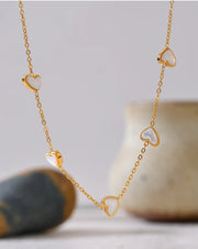 Gold-Kissed Shell Heart Necklace-shell necklace-heart necklace-mother of pearl shell necklace-shell necklace-heart necklace-mother of pearl shell necklace