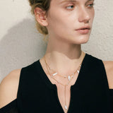 Golden cascade baroque pearl necklace-baroque pearl necklace-pearl necklace-shell necklace-shell jewelry-layered pearl necklace