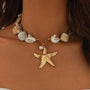 shell jewelry- shell necklace-starfish necklace- golden starfich necklace-golden shell necklace-shell necklace
