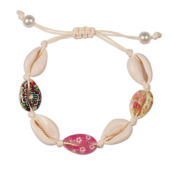 Colorful Cowrie Shell Bracelet – Rope Tie Boho Style