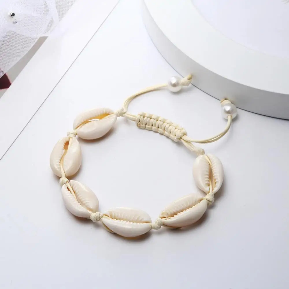Colorful Cowrie Shell Bracelet – Rope Tie Boho Style