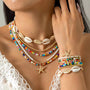Handmade_Shell_Bracelet_Beaded_Necklace_Set-shell jewelry-boho style-beach outfit-boho chic style-bohemian jewelry-coastal look-beach style