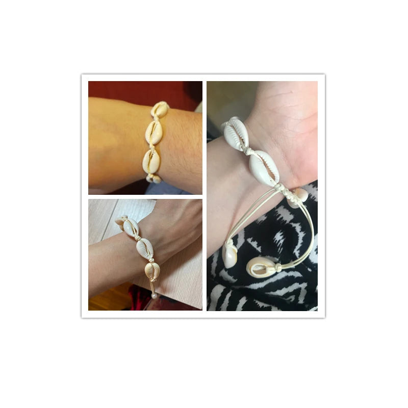 Colorful Cowrie Shell Bracelet – Rope Tie Boho Style