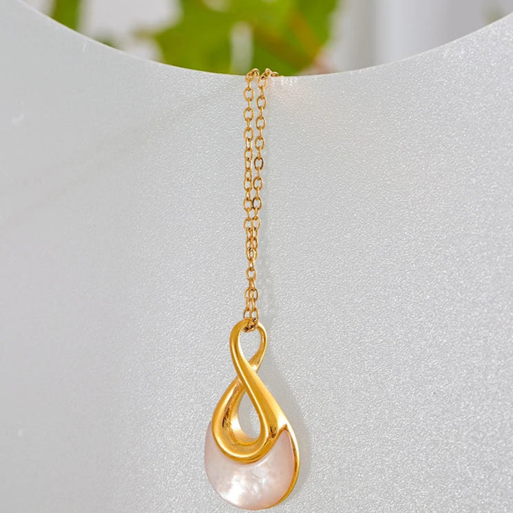 Infinity_Glow_Teardrop_Shell_Necklace-shell necklace-pendant shell necklace- nacre pendant-shell jewelry