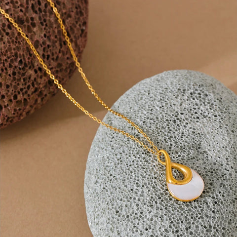Infinity_Glow_Teardrop_Shell_Necklace-shell necklace-pendant shell necklace- nacre pendant-shell jewelry