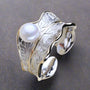 Leaf-Curve_Pearl_Ring-pearl ring-silver pearl ring-sterling silver pearl ring-white pearl ring -black pearl ring-shell ring-shell jewelry
