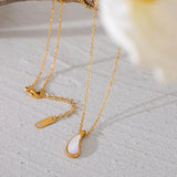 Liquid Pearl Pendant Shell  Necklace-shell necklace-nacre pendant shell necklace-mother of pearl shell necklace-mother of pearl pendant-gold necklace-chain necklace