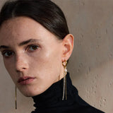 Shell earrings-shell jewelry-dangle pearl earrings-gold C&Z pearl earrings
