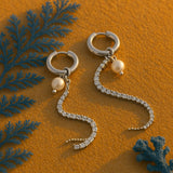 Shell earrings-shell jewelry-dangle pearl earrings-gold C&Z pearl earrings- platiniul pearl earrings