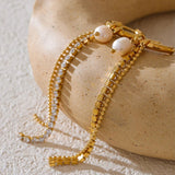 Shell earrings-shell jewelry-dangle pearl earrings-gold C&Z pearl earrings