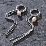 Shell earrings-shell jewelry-dangle pearl earrings-gold C&Z pearl earrings- platiniul pearl earrings