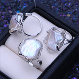 Mermaid's Dream Baroque Pearl Ring  silver in box-pearl ring-sterling silver pearl ring-shell ring-shell jewelry